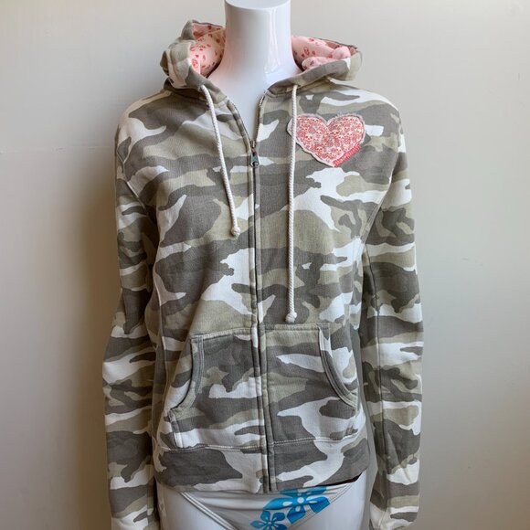 Billabong camouflage camo heart hoodie sweater - Picture 1 of 10